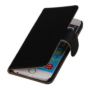 Washed Leer Bookstyle Hoesje - Geschikt voor iPhone 6 Plus Zwart
