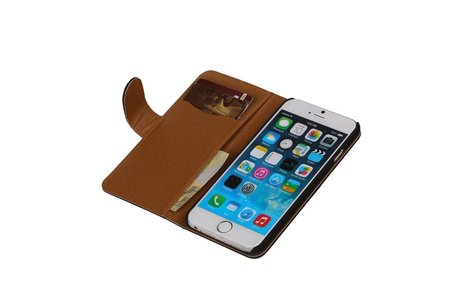 Washed Leer Bookstyle Hoes voor iPhone 6 Plus Zwart