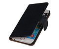 Washed Leer Bookstyle Hoesje - Geschikt voor iPhone 6 Plus Donker Blauw