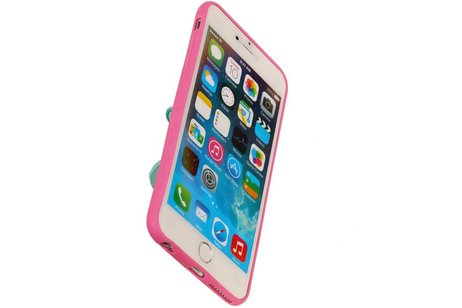 Vlinder Standing TPU Case voor iPhone 6 Plus Roze