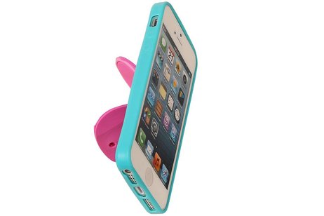 Vlinder Standing TPU Case voor iPhone 5 Turquoise