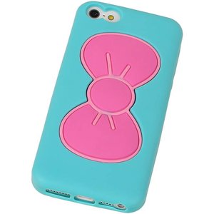 Vlinder Standing TPU Case voor iPhone 5 Turquoise
