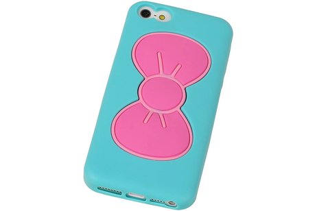 Vlinder Standing TPU Case voor iPhone 5 Turquoise