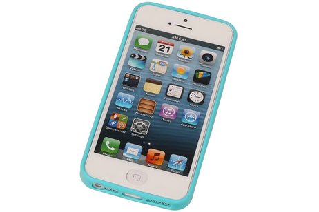 Vlinder Standing TPU Case voor iPhone 5 Turquoise