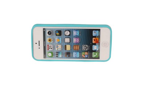 Vlinder Standing TPU Case voor iPhone 5 Turquoise