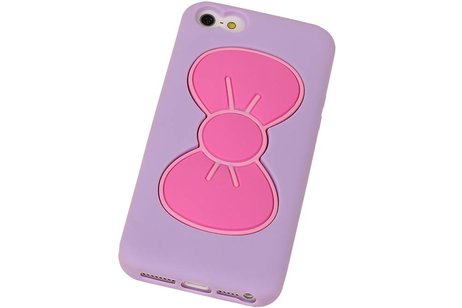 Vlinder Standing TPU Case voor iPhone 5 Paars