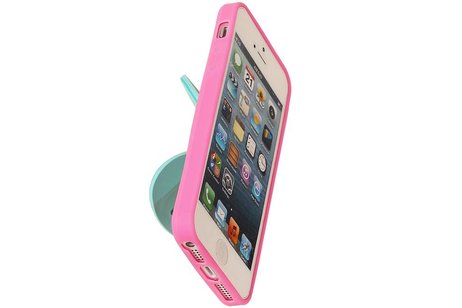 Vlinder Standing TPU Case voor iPhone 5 Roze