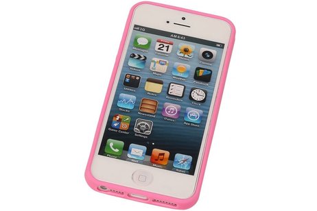 Vlinder Standing TPU Case voor iPhone 5 Roze