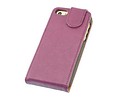 Washed Leer Classic Flip Hoes voor iPhone 5C Paars