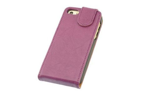 Washed Leer Classic Flip Hoes voor iPhone 5C Paars