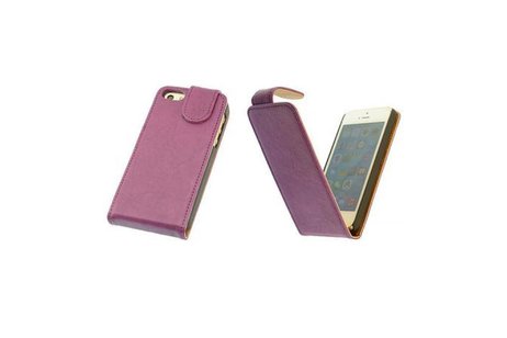 Washed Leer Classic Flip Hoesje - Geschikt voor iPhone 4 Paars