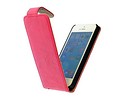 Washed Leer Classic Flip Hoes voor iPhone 4 Roze