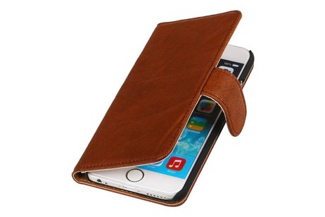 Washed Leer Bookstyle Hoesje - Geschikt voor Touch 5 Bruin
