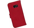 Washed Leer Bookstyle Hoesje - Geschikt voor Samsung Galaxy S7 G930F Roze