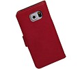 Washed Leer Bookstyle Hoesje - Geschikt voor Samsung Galaxy S6 Edge G925F Roze