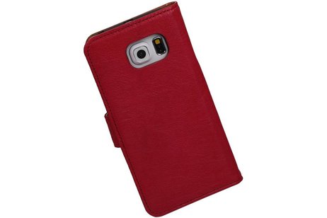 Washed Leer Bookstyle Hoes voor Galaxy S6 Edge G925F Roze