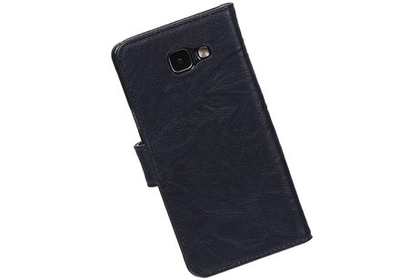 Washed Leer Bookstyle Hoesje - Geschikt voor Samsung Galaxy A7 (2016) D. Blauw