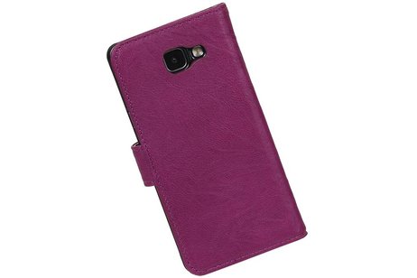 Washed Leer Bookstyle Hoes voor Galaxy A7 (2016) Paars