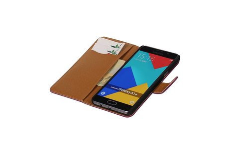 Washed Leer Bookstyle Hoesje - Geschikt voor Samsung Galaxy A7 (2016) Paars