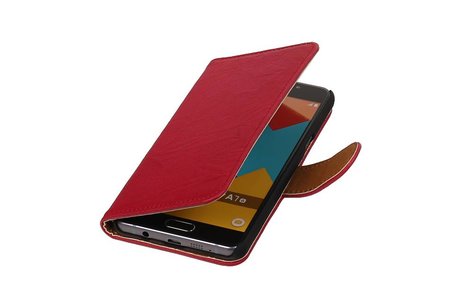 Washed Leer Bookstyle Hoesje - Geschikt voor Samsung Galaxy A7 (2016) Roze