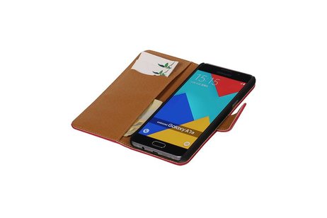 Washed Leer Bookstyle Hoesje - Geschikt voor Samsung Galaxy A7 (2016) Roze