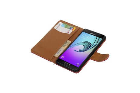 Washed Leer Bookstyle Hoesje - Geschikt voor Samsung Galaxy A3 Roze