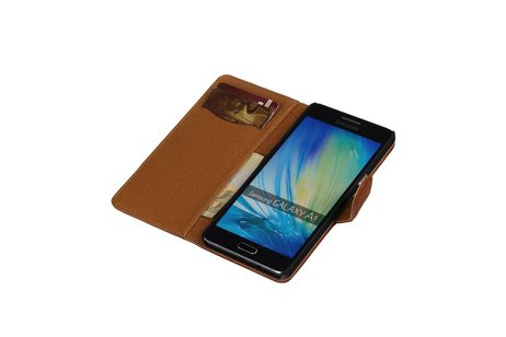 Washed Leer Bookstyle Hoesje - Geschikt voor Samsung Galaxy A7 Bruin
