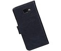 Washed Leer Bookstyle Hoesje - Geschikt voor Samsung Galaxy A7 Donker Blauw