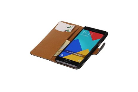 Washed Leer Bookstyle Hoesje - Geschikt voor Samsung Galaxy A7 Donker Blauw