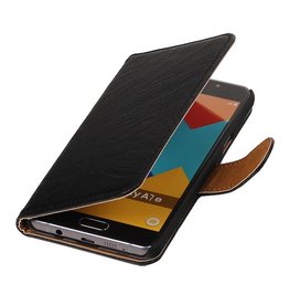 Washed Leer Bookstyle Hoes voor Samsung Galaxy A7 Zwart