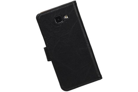 Washed Leer Bookstyle Hoesje - Geschikt voor Samsung Galaxy A7 Zwart