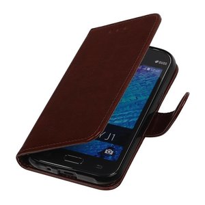 TPU Bookstyle Hoes - Hoesje Geschikt voor Samsung Galaxy J1 J100F Bruin