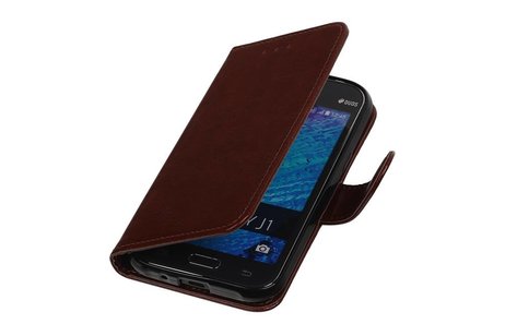 TPU Bookstyle Hoes - Hoesje Geschikt voor Samsung Galaxy J1 J100F Bruin