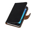 Washed Leer Bookstyle Hoesje - Geschikt voor Samsung Galaxy J1 J100F Zwart
