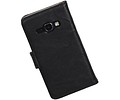 Washed Leer Bookstyle Hoesje - Geschikt voor Samsung Galaxy J1 J100F Zwart