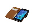 Washed Leer Bookstyle Hoesje - Geschikt voor Samsung Galaxy J1 J100F Zwart