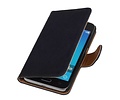 Washed Leer Bookstyle Hoesje - Geschikt voor Samsung Galaxy J1 J100F Donker Blauw