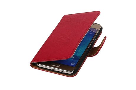 Washed Leer Bookstyle Hoesje - Geschikt voor Samsung Galaxy J5 J500F Roze