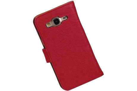 Washed Leer Bookstyle Hoesje - Geschikt voor Samsung Galaxy J5 J500F Roze