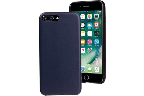 Leder Design TPU cover hoesjes cases Geschikt voor iPhone 7 Plus / 8 Plus Blauw