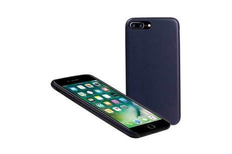 Leder Design TPU cover hoesjes cases Geschikt voor iPhone 7 Plus / 8 Plus Blauw