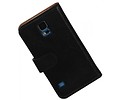 Washed Leer Bookstyle Wallet Case Hoesje - Geschikt voor Samsung Galaxy S5 G900F Zwart