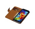 Washed Leer Bookstyle Wallet Case Hoesje - Geschikt voor Samsung Galaxy S5 G900F Donker Blauw
