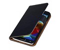 Washed Leer Bookstyle Wallet Case Hoesje - Geschikt voor Samsung Galaxy S5 G900F Donker Blauw