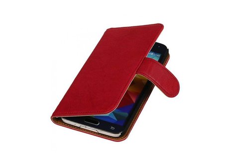 Washed Leer Bookstyle Wallet Case Hoesje voor Galaxy S5 G900F Roze