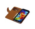 Washed Leer Bookstyle Wallet Case Hoesje - Geschikt voor Samsung Galaxy S5 mini G800F Paars