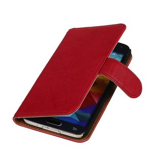 Washed Leer Bookstyle Wallet Case Hoesje voor Galaxy S5 mini G800F Roze