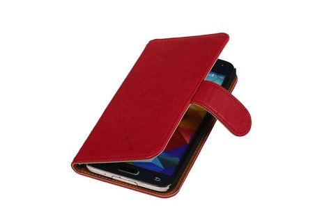 Washed Leer Bookstyle Wallet Case Hoesje - Geschikt voor Samsung Galaxy S5 mini G800F Roze