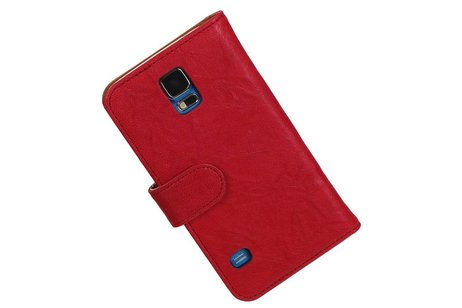 Washed Leer Bookstyle Wallet Case Hoesje voor Galaxy S5 mini G800F Roze