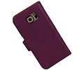 Washed Leer Bookstyle Wallet Case Hoesje - Geschikt voor Samsung Galaxy S6 G920F Paars
